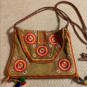 Abril Batik suede embroidered purse